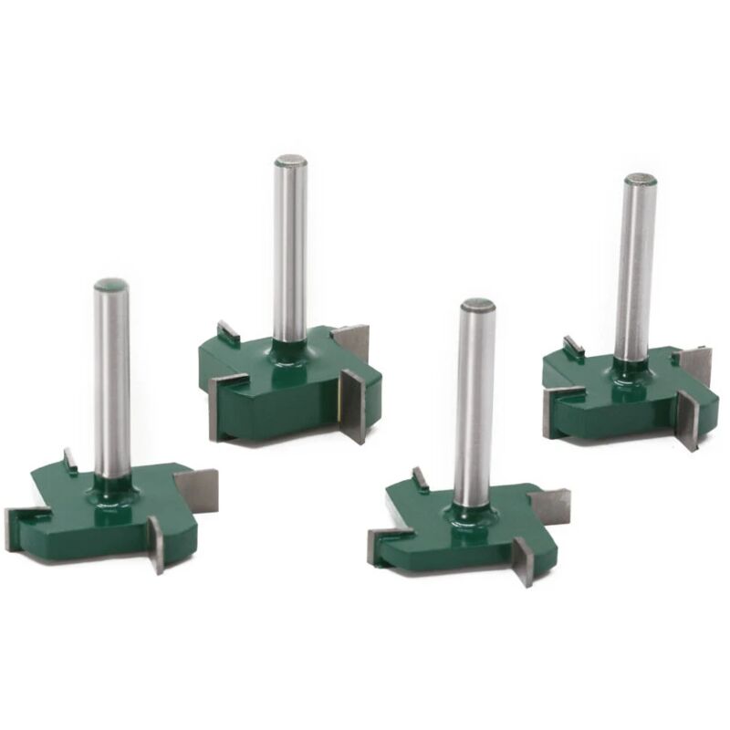 foto del prodotto alovez fresa per scanalatura a t con gambo da 6 mm, 4 bordi, utensili per la lavorazione del legno, punte per router set da 4 pezzi