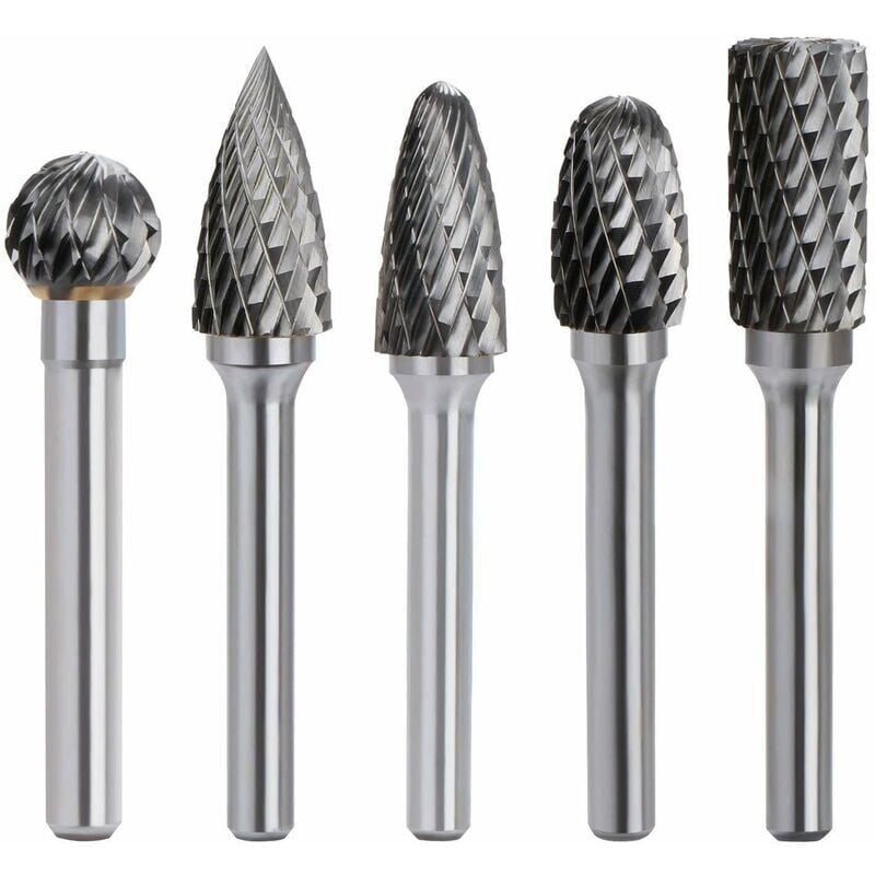 foto del prodotto alovez fresa rotante in carburo di tungsteno taglio doppio gambo 6 mm testa 10 mm utensile per rettifica punte 5 pezzi