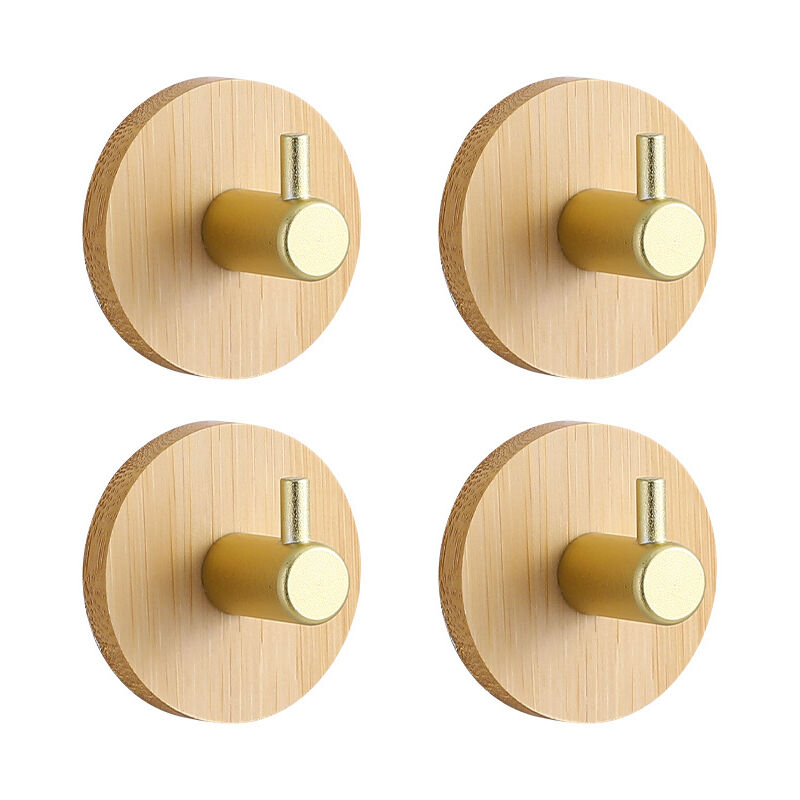 foto del prodotto alovez ganci adesivi ganci da parete ganci autoadesivi bagno cucina ufficio porta, 4 pezzi bamb e acciaio inossidabile, rotondi gancio dritto