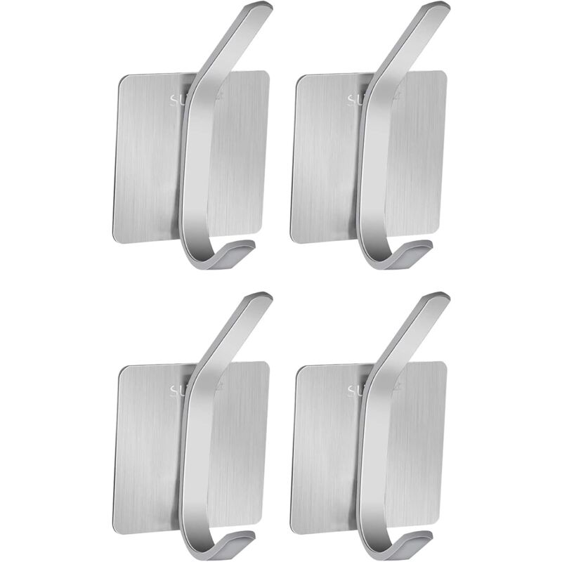 foto del prodotto alovez ganci adesivi in acciaio inox, 4 pezzi ganci da parete per bagno senza foratura, ganci per asciugamani da cucina, ganci autoadesivi, ganci e