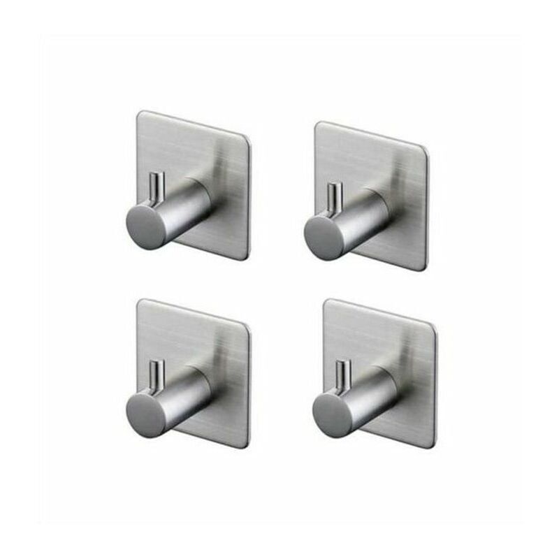 foto del prodotto alovez ganci da parete per il bagno, acciaio inox, colore argento, 42 x 42 x 14,5 cm, 4 pezzi, applicabili per cucina e bagno