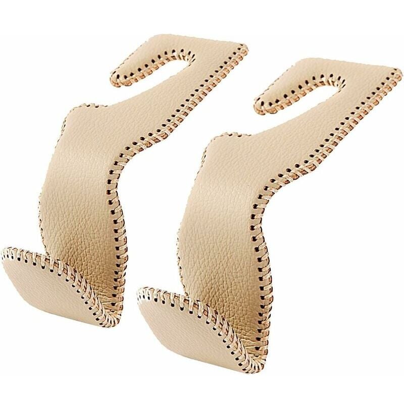 foto del prodotto alovez ganci per auto per borse e borsette, ganci portaoggetti per sedili posteriori auto in pelle beige, confezione da 2
