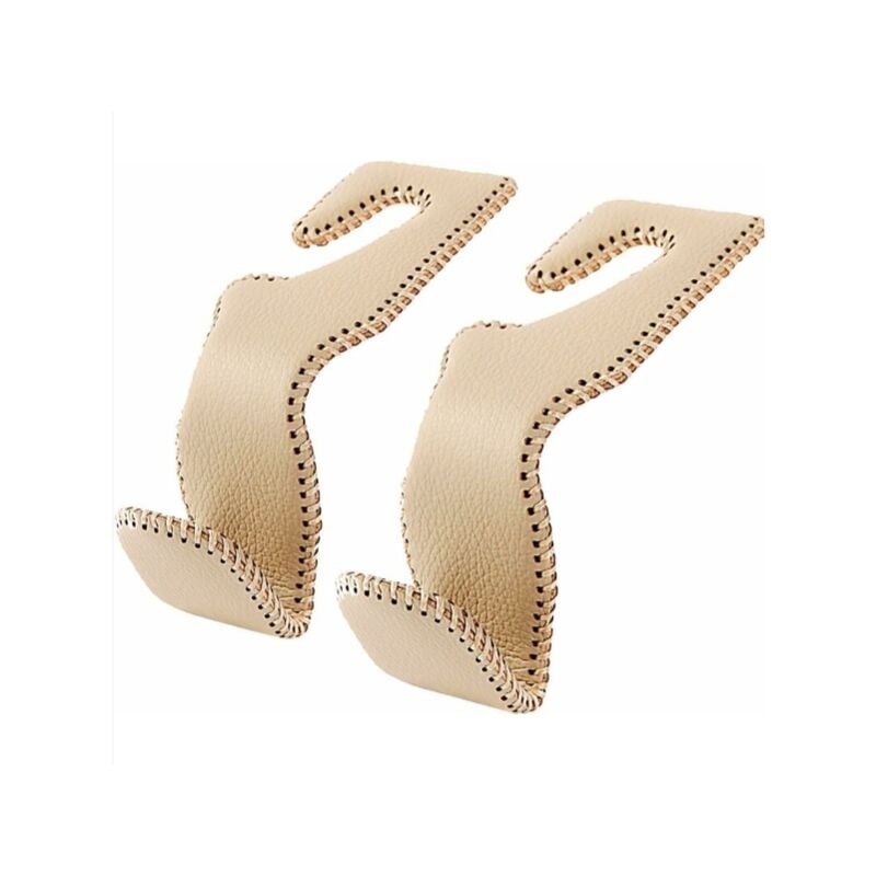 foto del prodotto alovez ganci per auto per borse e borsette, gancio portaoggetti per sedile posteriore auto in pelle beige, confezione da 2