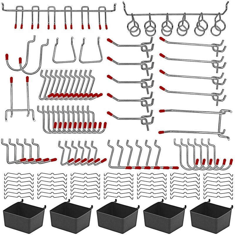 foto del prodotto alovez ganci per pannelli forati in metallo, assortimento di organizer, ganci di bloccaggio, applicazioni sospese, 114 pezzi