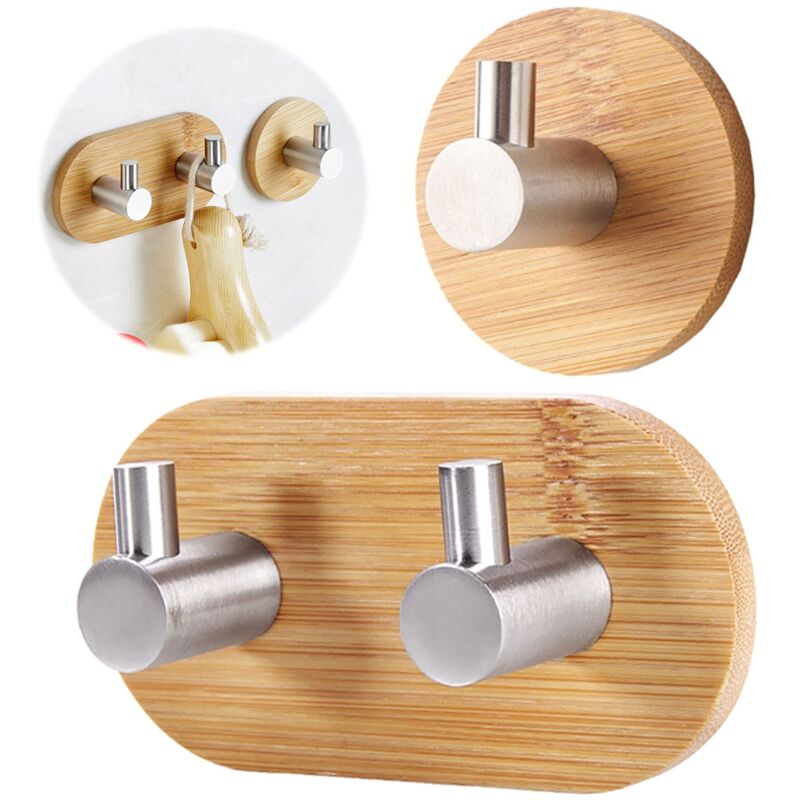 foto del prodotto alovez gancio per porta in bamb per appendere, gancio in bamb autoadesivo, gancio in bamb adesivo ultra resistente, gancio da parete per bagno,