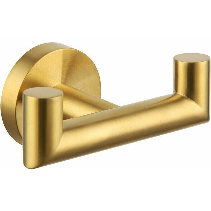 foto del prodotto alovez gancio singolo doppio per bagno in oro spazzolato, portasciugamani da bagno in acciaio inossidabile sus304, porta accappatoio doppio a parete