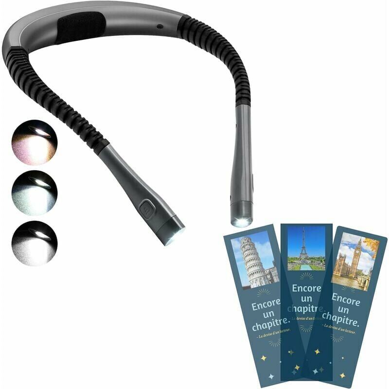 foto del prodotto alovez glocusent lampada da lettura ricaricabile al collo, lampada per leggere a letto, 3 colori, 6 livelli di luminosit , bracci pieghevoli, lunga