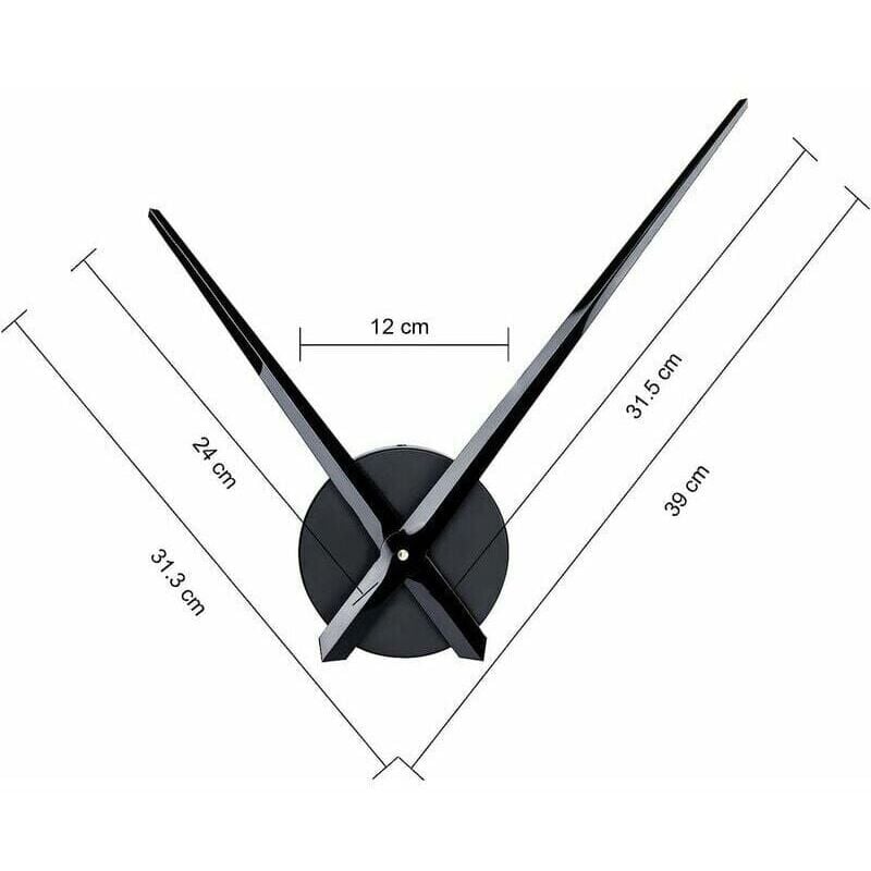 foto del prodotto alovez grande orologio da parete nero con una lancetta senza numeri, movimento a lancetta lunga con lunghezza di 31,5 cm