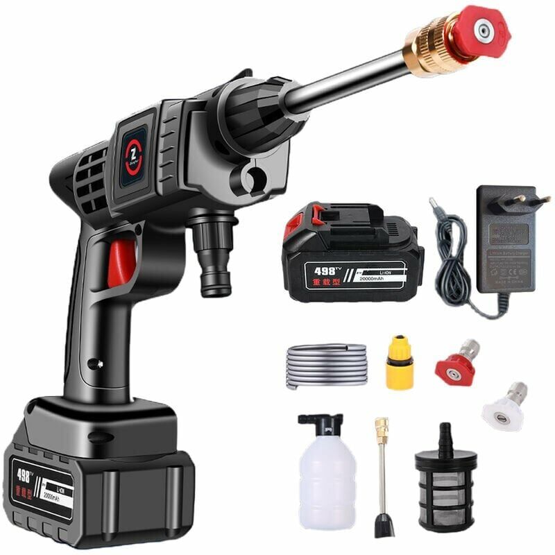 foto del prodotto alovez idropulitrice a batteria da 200 w, 2000 giri min, con batteria da 21 v, 10000 mah, 50 bar, per il lavaggio dell auto e l innaffiamento dei