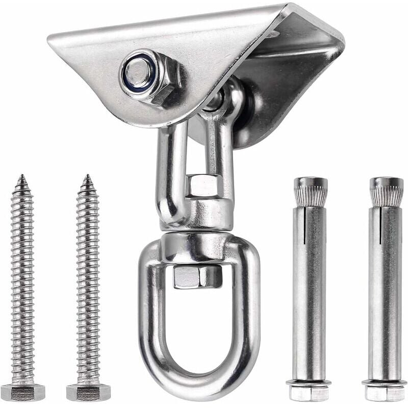 foto del prodotto alovez innovativo gancio da soffitto in acciaio inox 304, portata 500 kg, girevole a 360 , sospensione per set in cemento legno, sedie sospese,