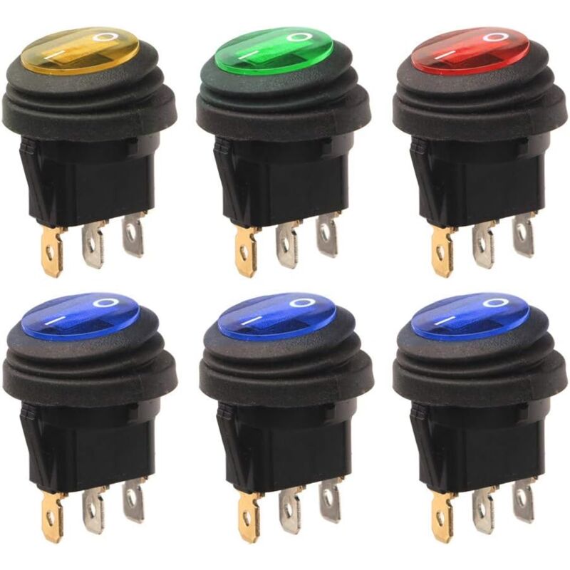 foto del prodotto alovez interruttori a bilanciere con luci a led da 12 v 24 v cc, pulsante rotondo impermeabile per auto, barca, camion.