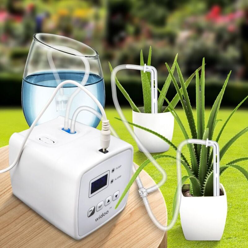 foto del prodotto alovez kit di irrigazione a goccia fai da te per piante da interno, sistema di irrigazione automatico con doppia pompa
