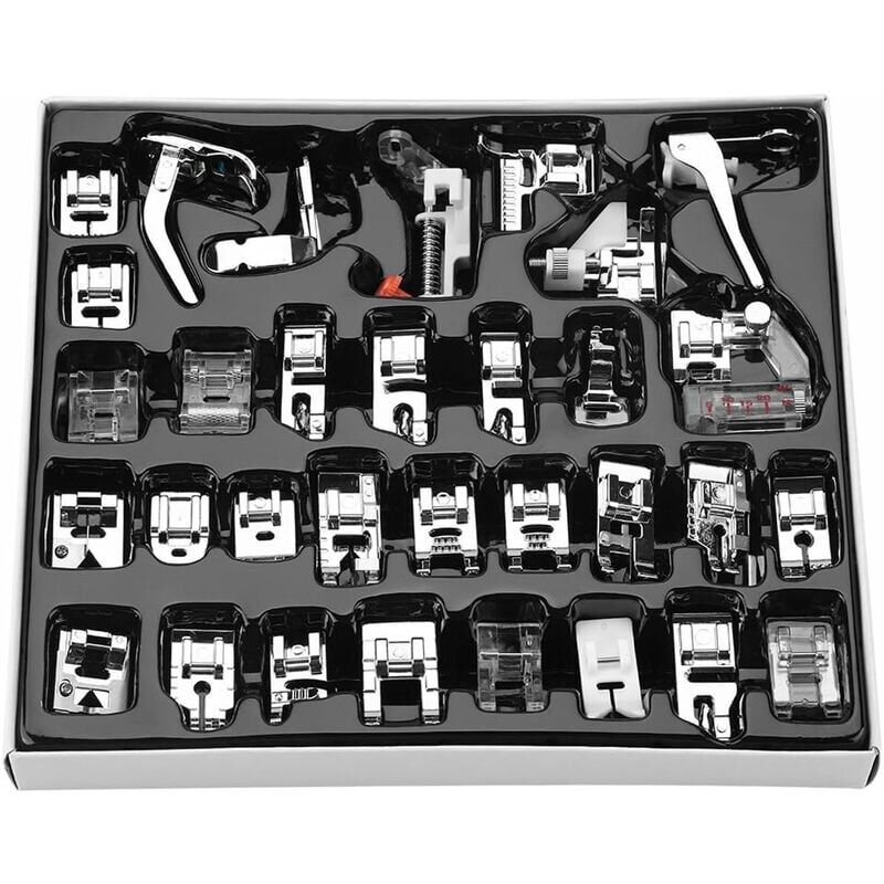 foto del prodotto alovez kit di piedini per macchina da cucire da 32 pezzi, parti del piedino per orlare della macchina da cucire domestica, accessori per babylock