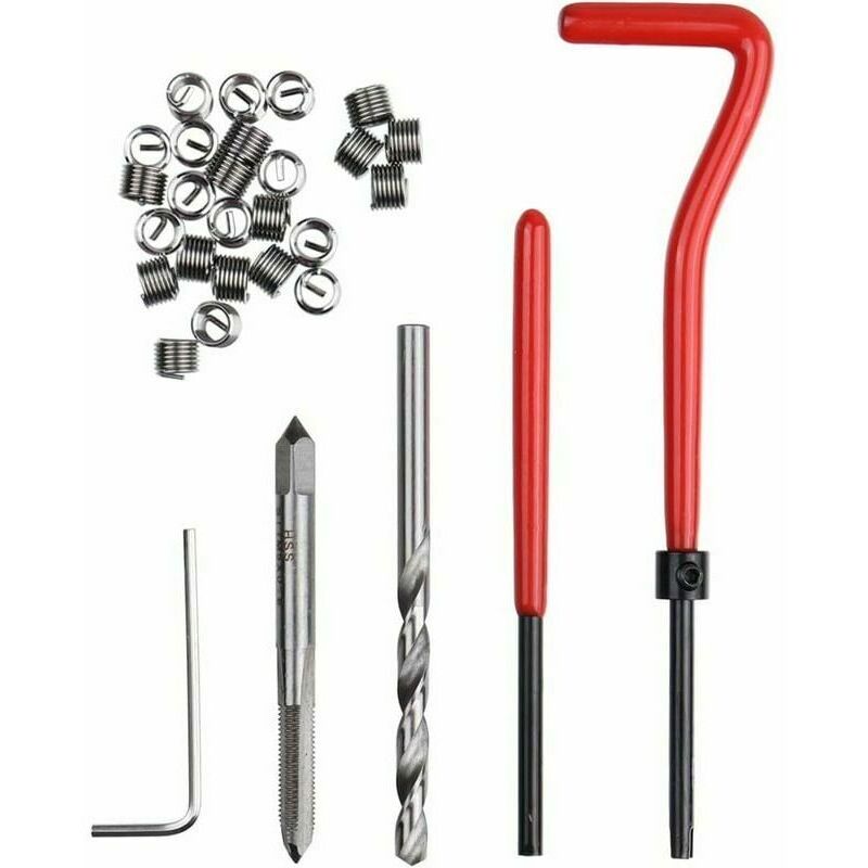 foto del prodotto alovez kit di riparazione filettature m5 da 30 pezzi, m5 x 0,8 mm, kit di ripristino filettature helicoil