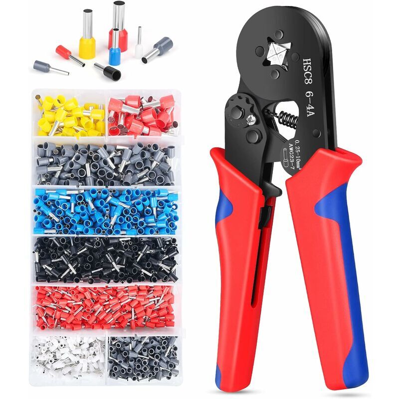 foto del prodotto alovez kit di utensili per crimpatura di terminali a ghiera con set di terminali a ghiera da 1250 pezzi, pinze per crimpatura autoregolanti, pinze