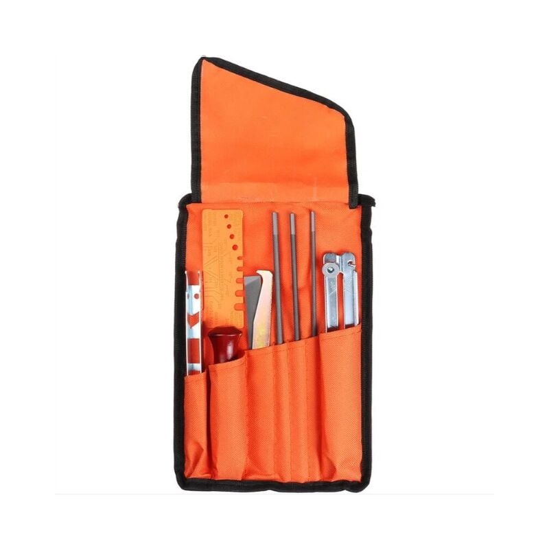 foto del prodotto alovez kit portatile universale per affilare motoseghe, lima rotonda da 5 32 4 mm 3 16 4,8 mm 7 32 5,5 mm , lima piatta, impugnatura,