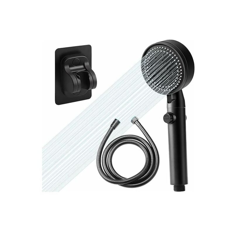 foto del prodotto alovez kit soffione doccia ad alta pressione, eco, 6 modalit di getto, soffione doccia anticalcare, facile da installare nero 