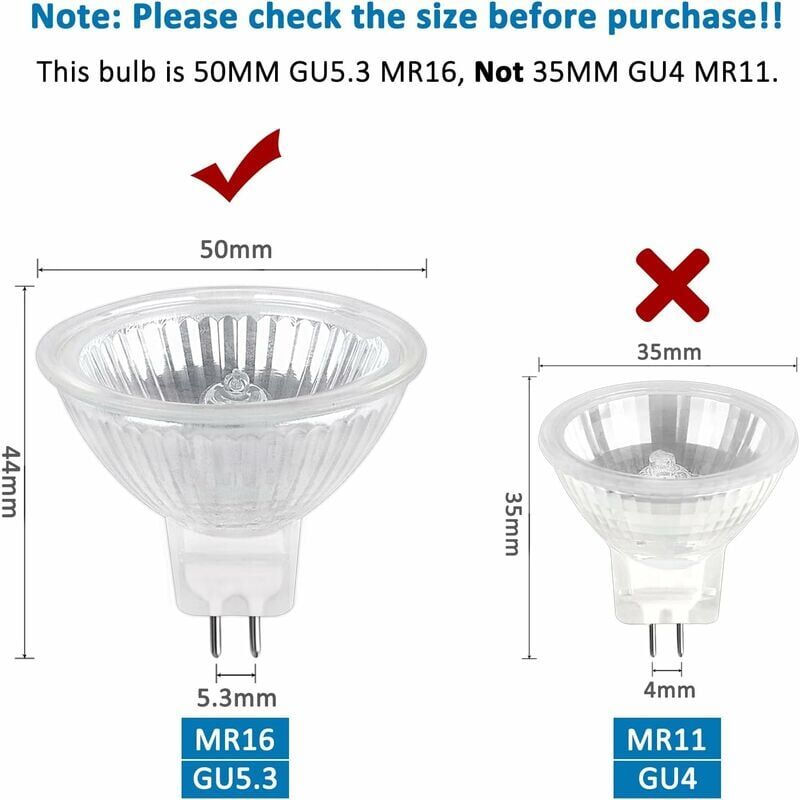 foto del prodotto alovez lampada alogena gu5.3 50w 12v, 680lm bianco caldo 2700k dimmerabile, lampadina alogena mr16, confezione da 6