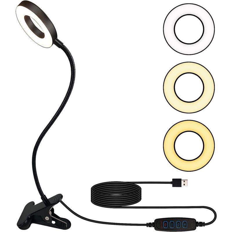foto del prodotto alovez lampada da scrivania con clip da 10 w con adattatore usb 3 modalit di illuminazione e 10 livelli di luminosit lampada da lettura con
