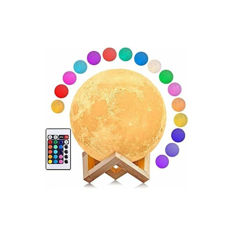 foto del prodotto alovez lampada lunare 3d, 16 colori led moonlight, luce notturna moonlight con telecomando e controllo touch, luce ambientale con caricabatterie