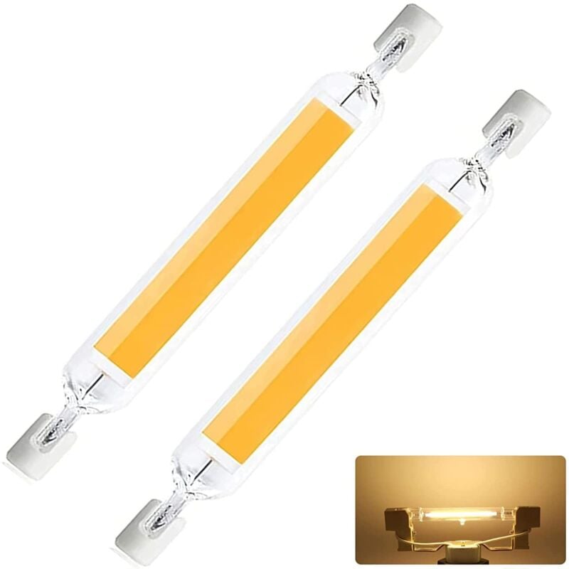 foto del prodotto alovez lampadina led r7s, 118 mm, 20 w, equivalente a lampadina alogena da 200 w, tubo led r7s, luce bianca calda, 3000 k, 2000 lm, angolo di