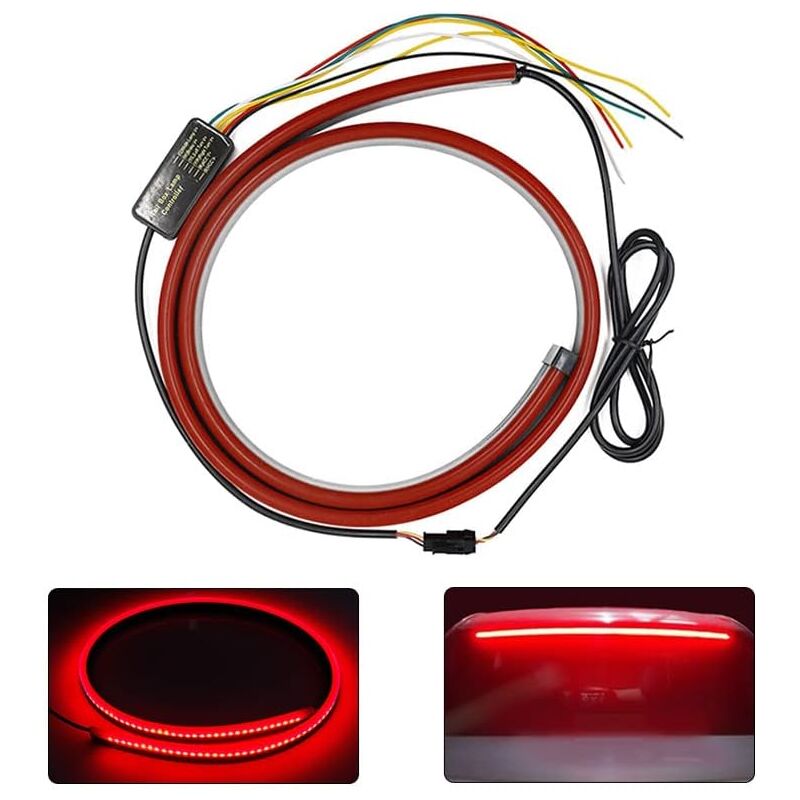 foto del prodotto alovez luce freno auto, luce stop posteriore, segnale stop posizione alta accessori auto 90 cm coda terzo avviso flessibile montaggio alto