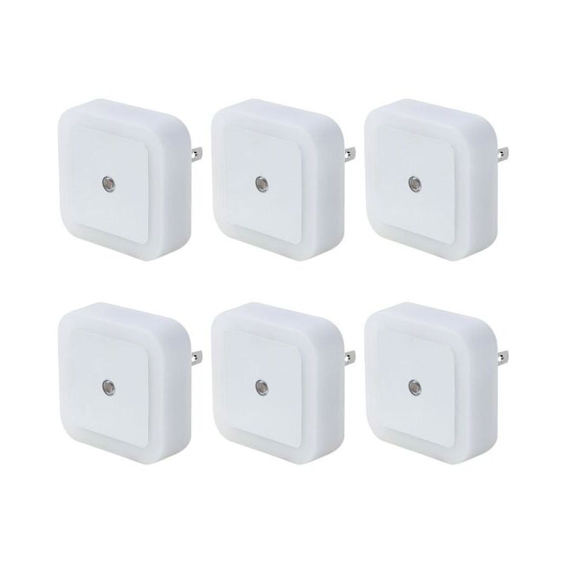foto del prodotto alovez luce notturna, luci notturne automatiche, confezione da 6 led smart dusk to dawn sensor night light plug in, adatta per camera da letto,