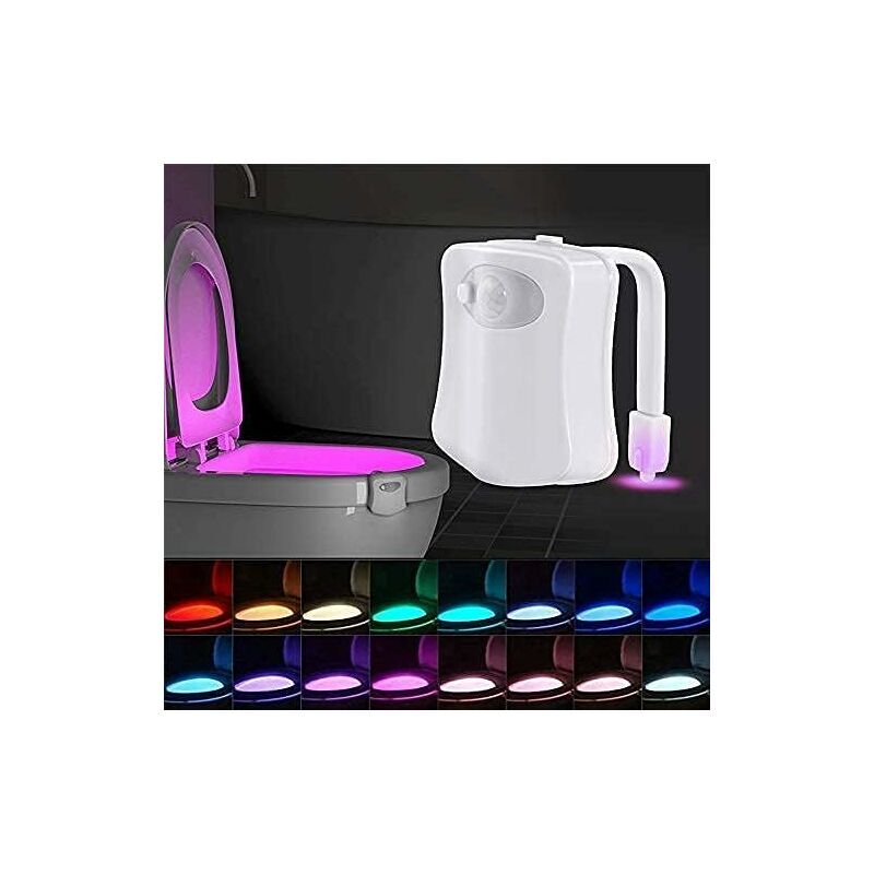 foto del prodotto alovez luce notturna per wc da 2 pezzi, luce con sensore di movimento, cambio colore, illuminazione impermeabile, 8 colori, luce notturna a led per