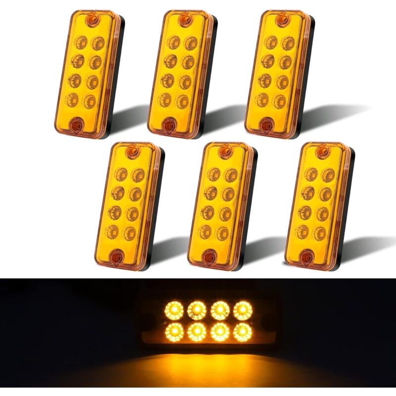 foto del prodotto alovez luci di posizione laterali rettangolari indicatore di ingombro 12 24 v lampada sigillata montaggio superficiale 6 pezzi ambra