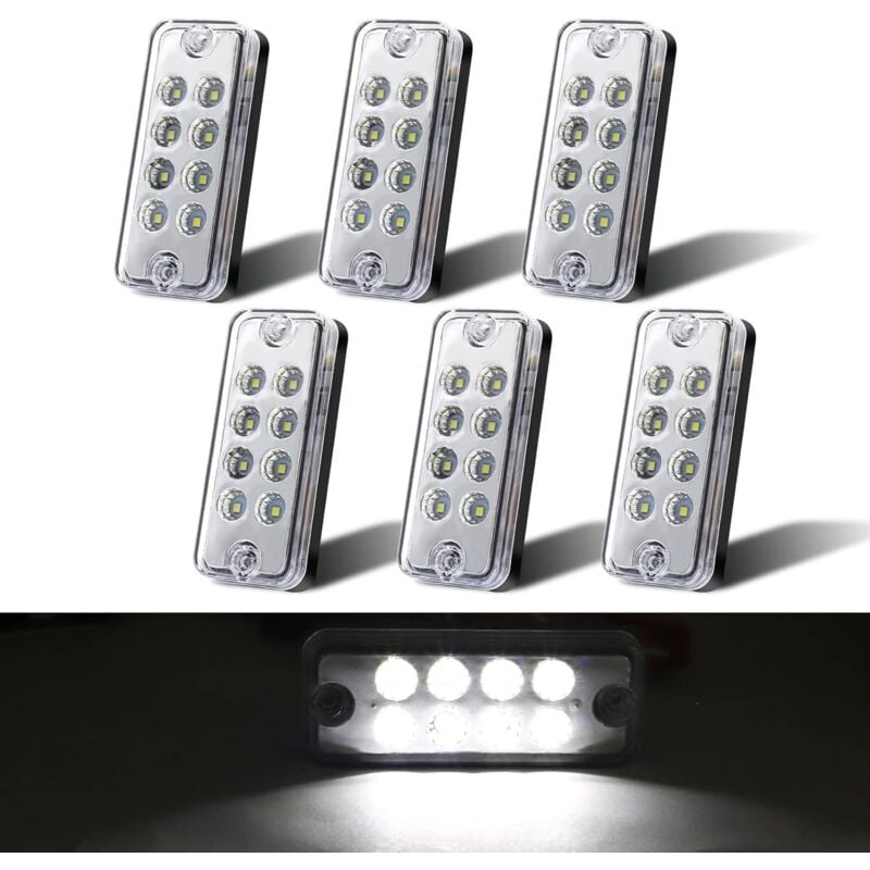 foto del prodotto alovez luci di posizione laterali rettangolari indicatore di ingombro 12 24 v lampada sigillata montaggio superficiale 6 pezzi bianco