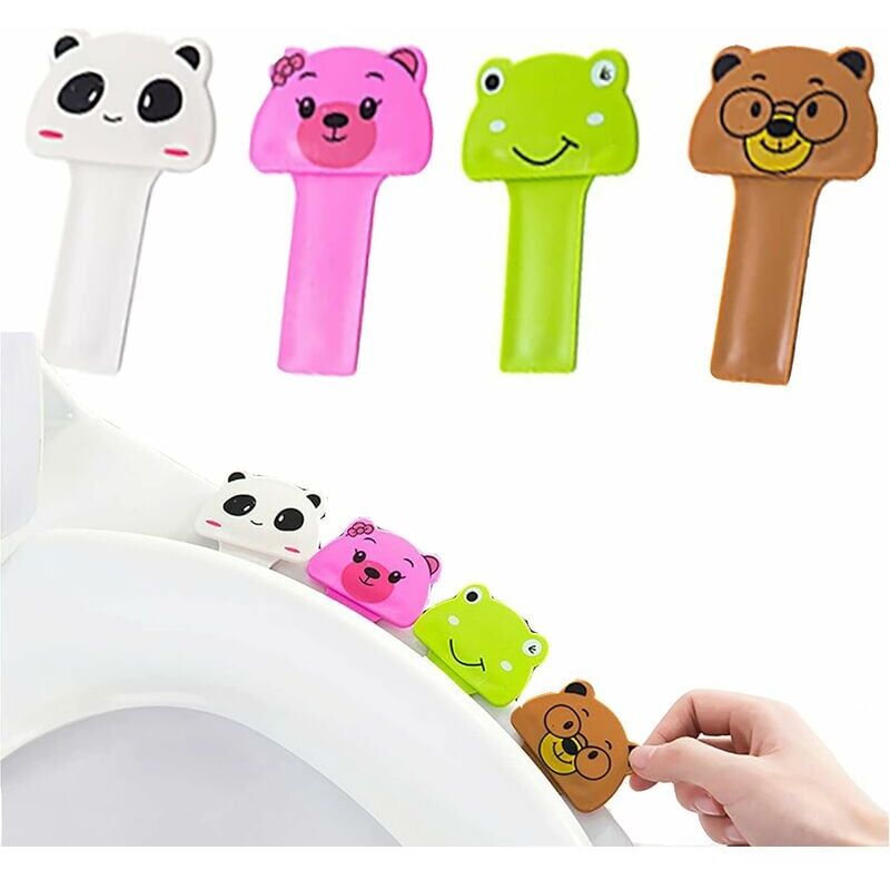 foto del prodotto alovez maniglia per sedile wc, 4 confezioni di sollevatori per sedile wc a forma di cartone animato, sollevatore per sedile wc, sedile wc