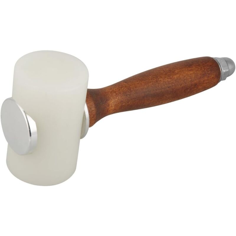 foto del prodotto alovez martello per cuoio con manico in legno t testa in nylon strumento per intaglio del cuoio fai da te artigianato in pelle