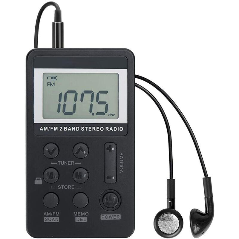 foto del prodotto alovez mini radio portatile fm am a doppia banda, mini radio walkman con sintonizzazione digitale, cuffie, schermata di blocco per