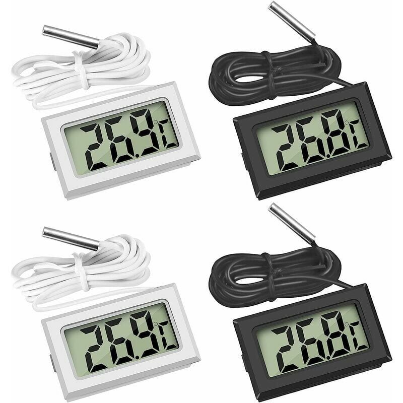 foto del prodotto alovez mini termometro digitale lcd con sensore di temperatura, tester del sensore, 2x nero, 2x bianco 