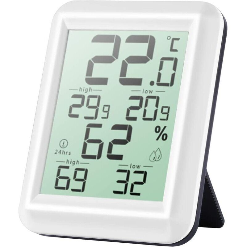 foto del prodotto alovez mini termometro interno, igrometro interno ad alta precisione, commutabile , per rilevare umidit e temperatura, indicazione del livello