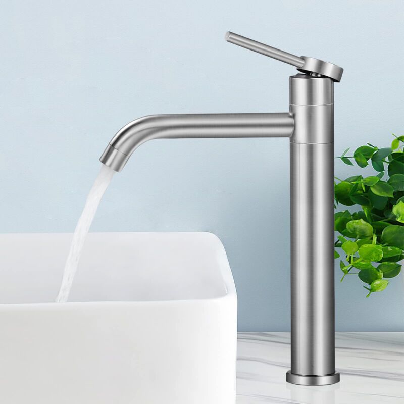 foto del prodotto alovez miscelatore lavabo alto, miscelatore monocomando lavabo girevole a 360 , rubinetto acqua calda e fredda regolabile per il bagno, spazzolato