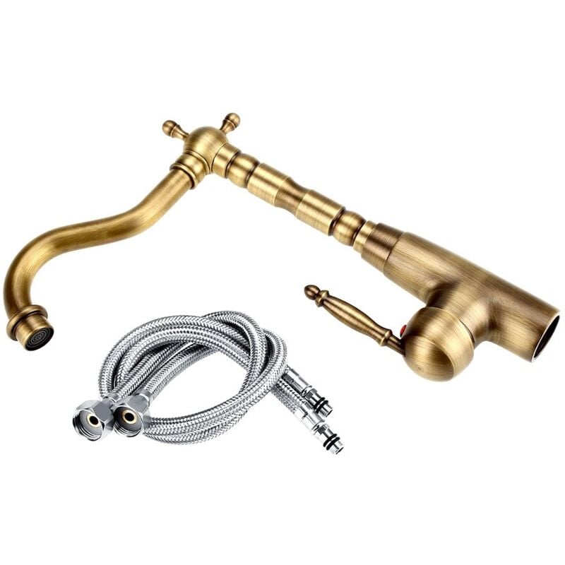 foto del prodotto alovez miscelatore monocomando per lavabo retr con 2 tubi flessibili e filtro per l acqua per cucina e bagno