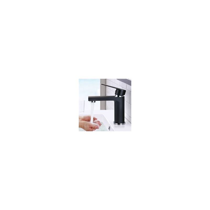 foto del prodotto alovez miscelatore per lavabo in ottone nero design moderno per il bagno