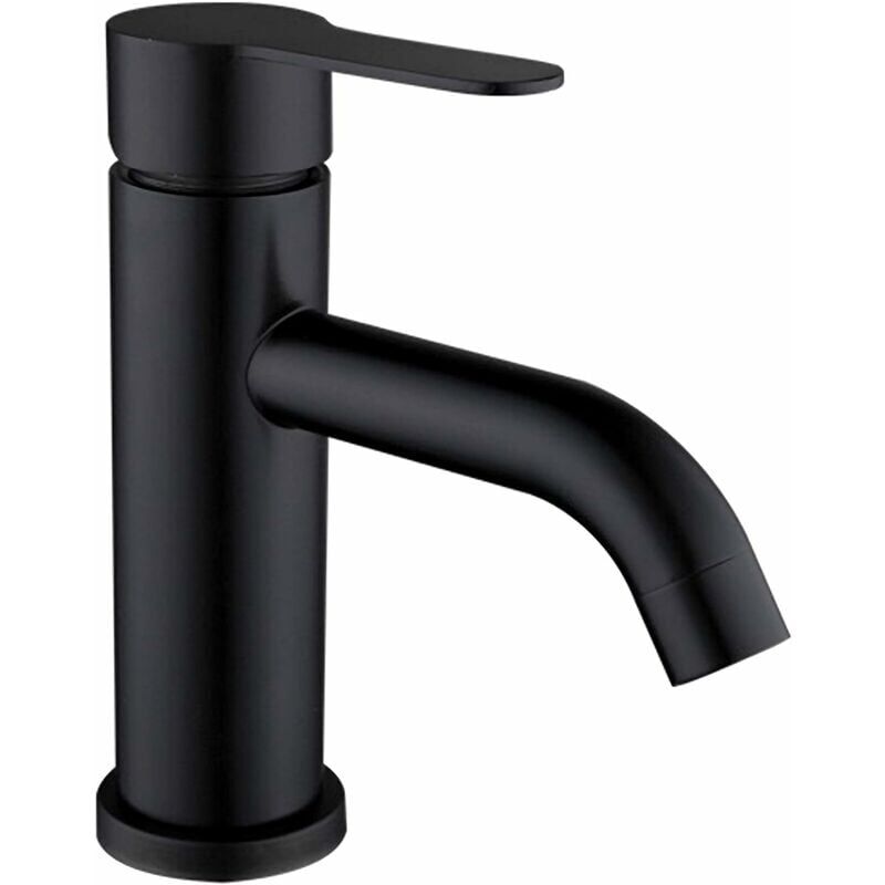 foto del prodotto alovez miscelatore per lavabo nero con acciaio inox per acqua calda e fredda in cucina e bagno