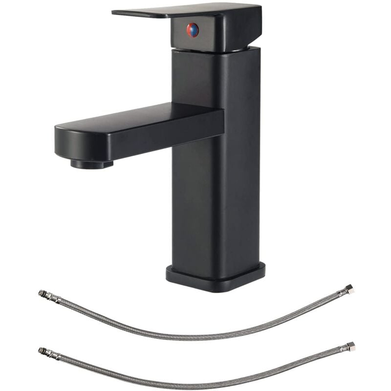 foto del prodotto alovez miscelatore per lavabo nero opaco, rubinetti monocomando per lavabo, rubinetti per lavabo, rubinetti per lavabo