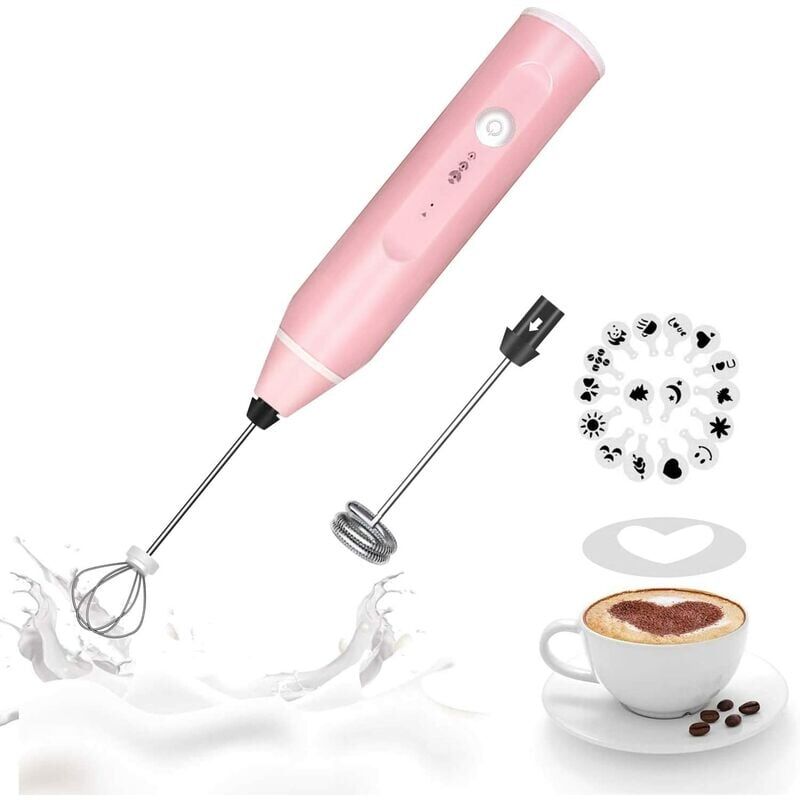 foto del prodotto alovez montalatte portatile, frusta per caff ricaricabile con stencil artistici, frullatore per caff per cappuccino, cioccolata calda, frapp ,