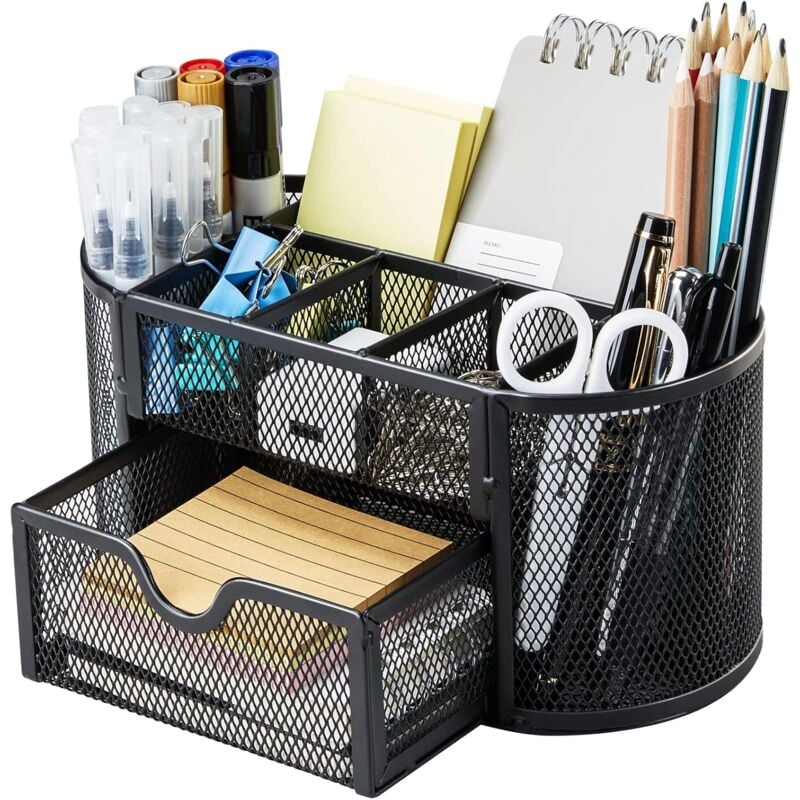 foto del prodotto alovez organizer da scrivania in rete con 8 scomparti e 1 cassetto