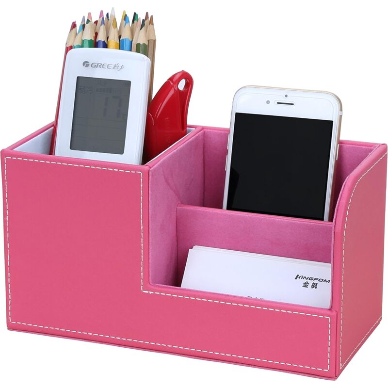 foto del prodotto alovez organizer da scrivania multifunzionale con 3 scomparti e portapenne rosa 