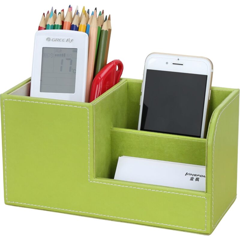 foto del prodotto alovez organizer da scrivania multifunzionale con 3 scomparti e portapenne verde 
