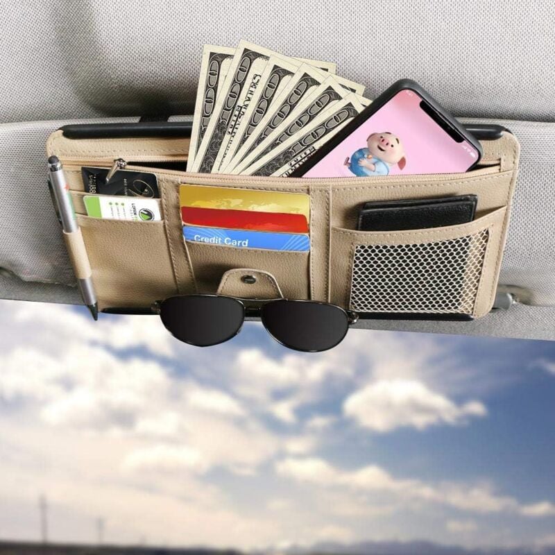 foto del prodotto alovez organizzatore per aletta parasole per auto, custodia per accessori interni auto per camion e suv