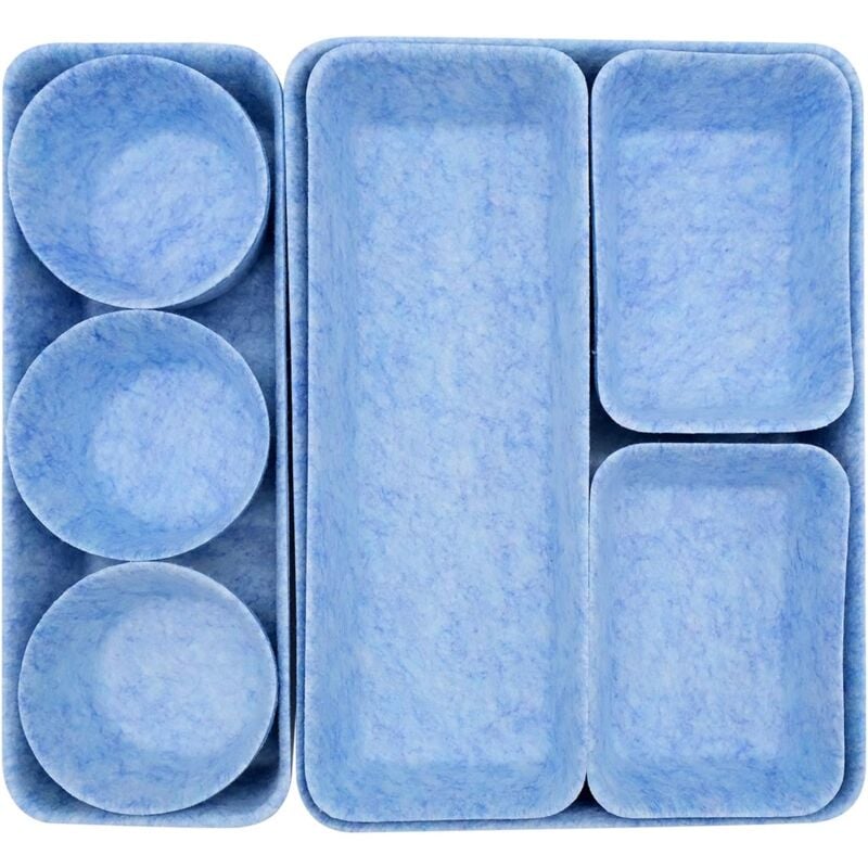 foto del prodotto alovez organizzatore per cassetti impilabile in feltro spesso, organizzatore per cassetti, organizzatore per scrivania blu 