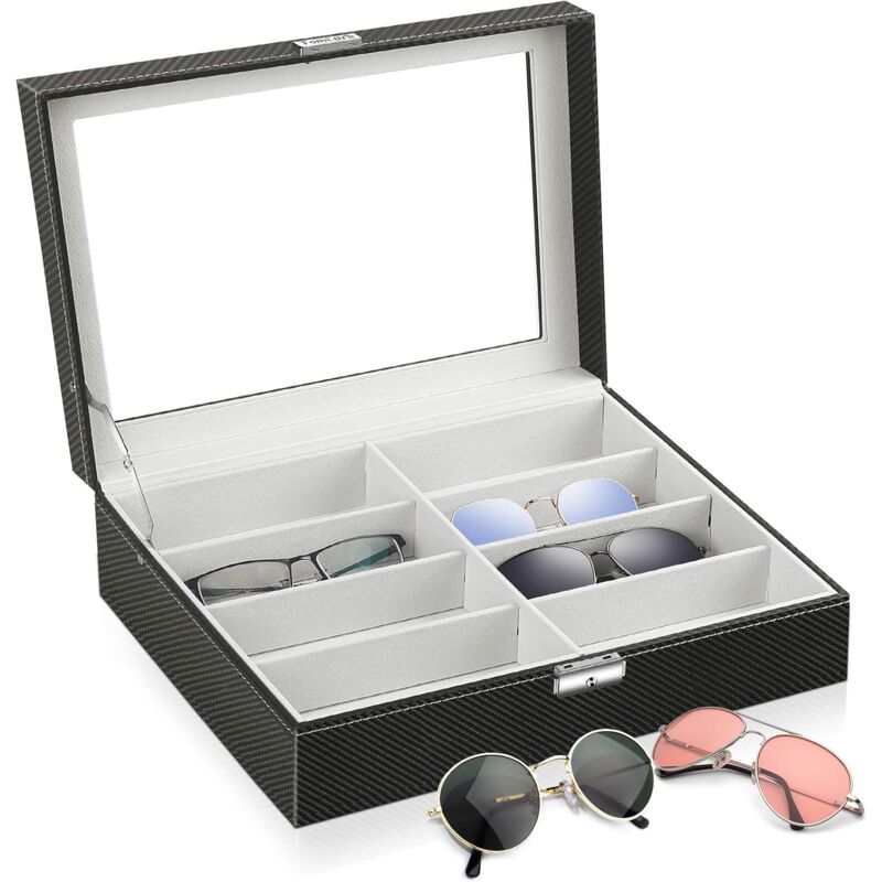 foto del prodotto alovez organizzatore per occhiali da sole, custodia per occhiali da sole, porta occhiali da sole, scatola portaoggetti con 8 scomparti