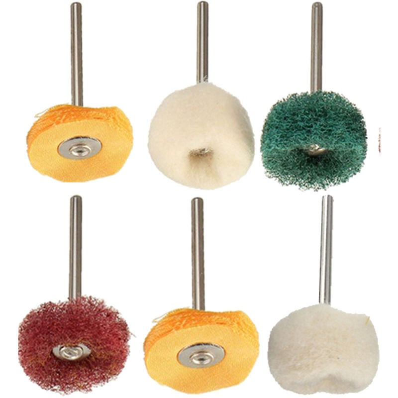foto del prodotto alovez pezzi di lucidatura levigatura spazzola abrasiva disco ruota 3 mm gambo trapano smerigliatrice utensile rotante