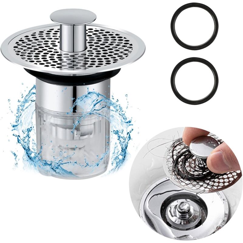 foto del prodotto alovez piletta di scarico universale per lavandino, piletta di scarico con filtro anti intasamento, anti odore, filtro di scarico anti blocco,