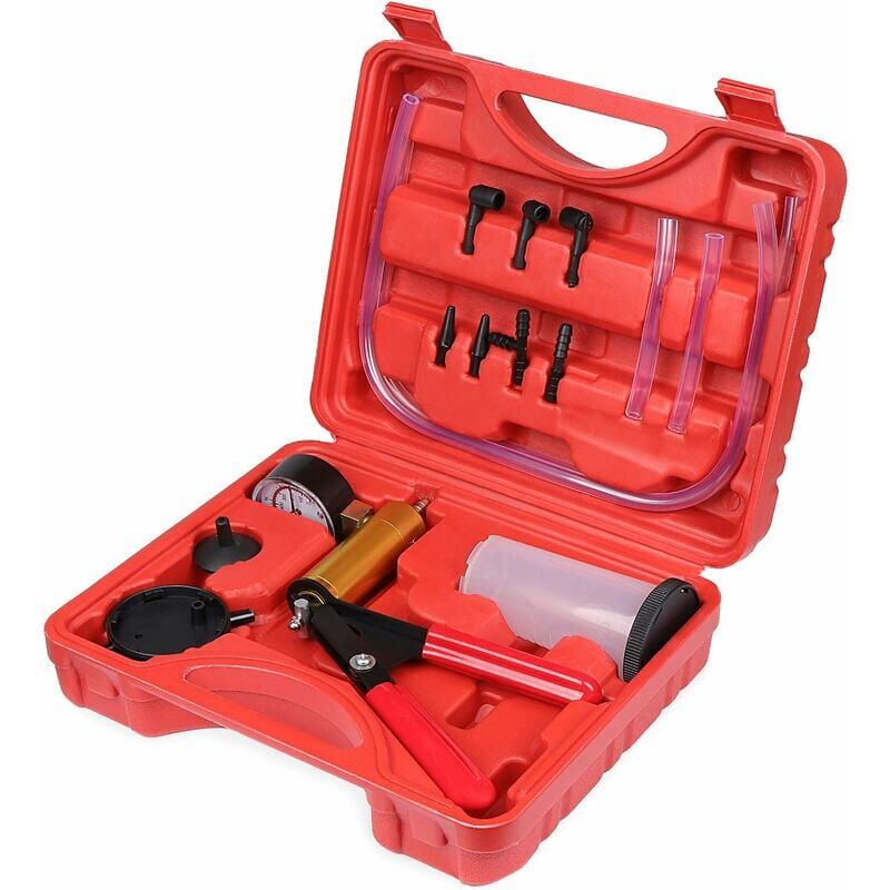 foto del prodotto alovez pompa per vuoto manuale, tester per vuoto per spurgo liquido freni, kit di strumenti per la riparazione auto sotto vuoto